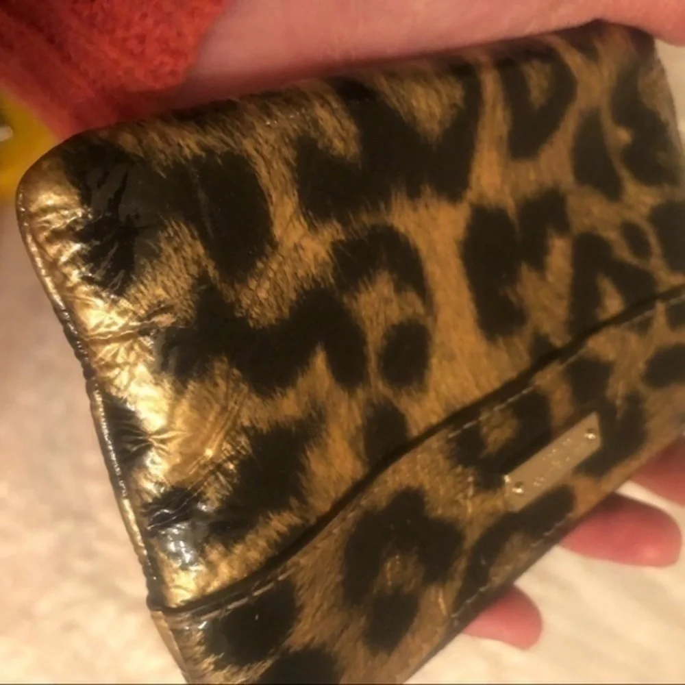 Kate spade animal print patent leather bow keyring coin purse bag